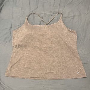 GapFit athletic grey cropped tank with built-in bra, size XL